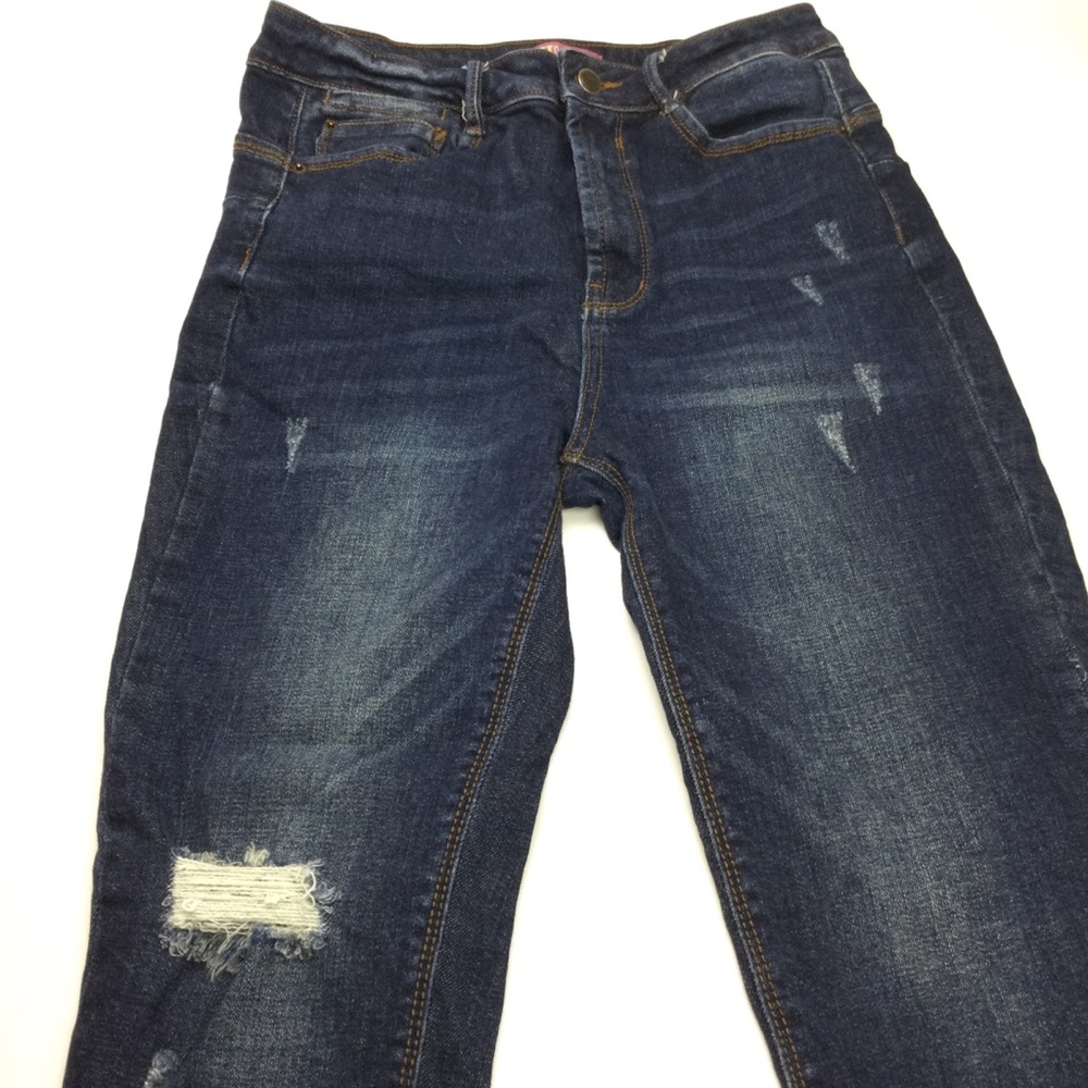 Wax Jean Butt I Love You Distressed Ripped Skinny Stretch Jeans Blue Juniors 11